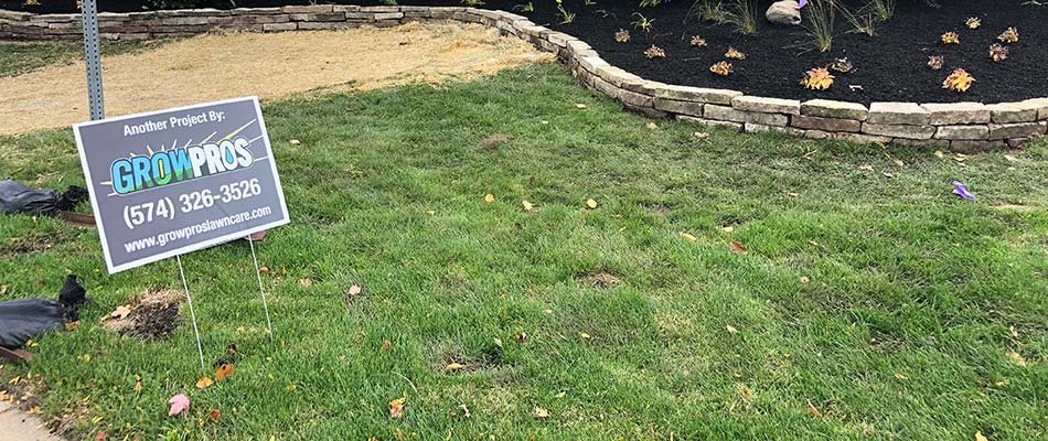 Lawn care for a commercial property in Elkhart, IN.