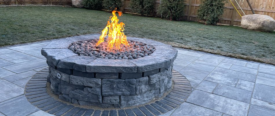 Custom fire pit and patio construction in Elkhart, IN.