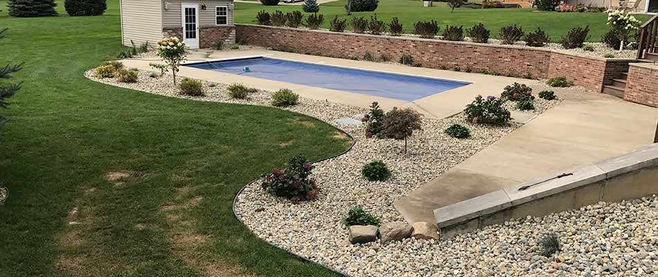 Custom stone landscaping design in Osceola, IN.