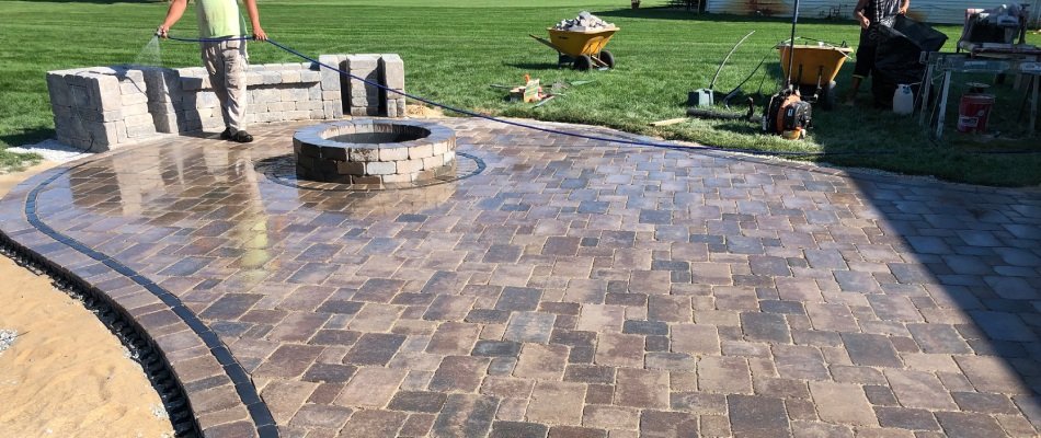 Custom fire pit and patio area near Elkhart, IN.