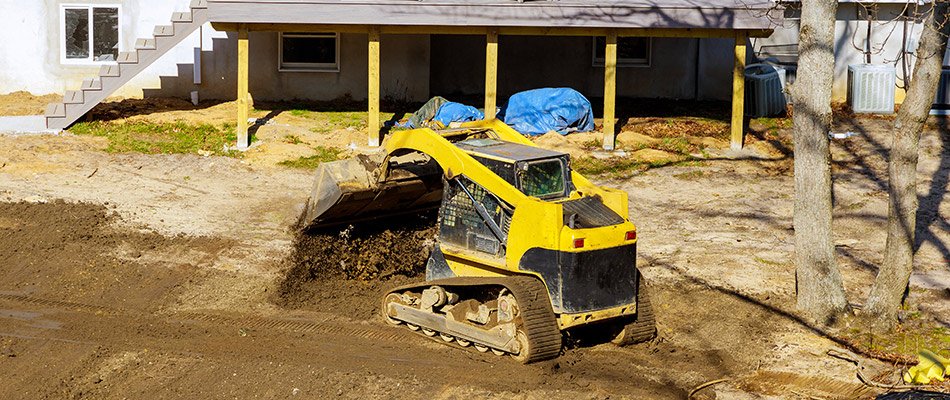 Heavy machinery prepping the ground for grading near Granger, IN.