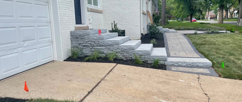Edged and sealed outdoor steps after installation in Elkhart, IN. 