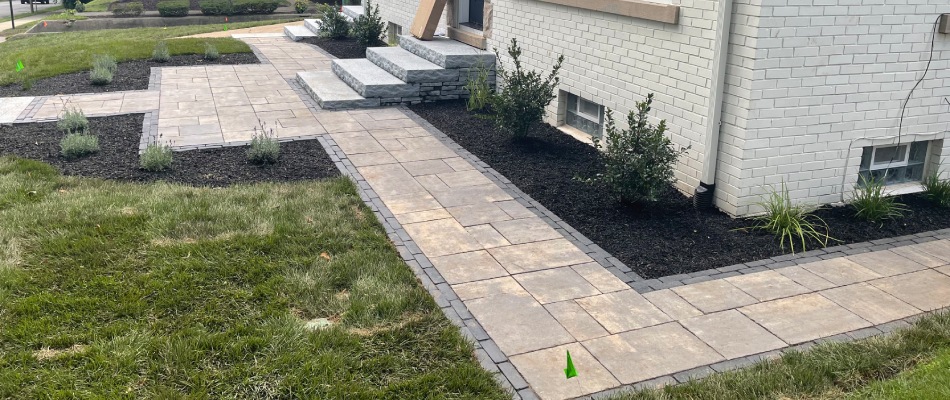 Walkway pavers installed by front steps in Elkhart, IN.